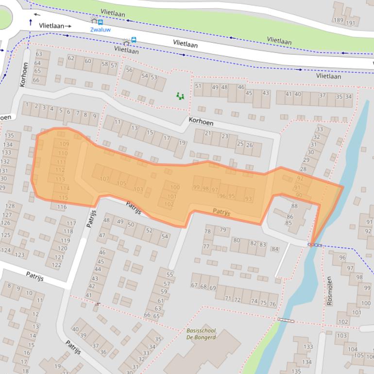 Kaart van postcodegebied 2986CD.