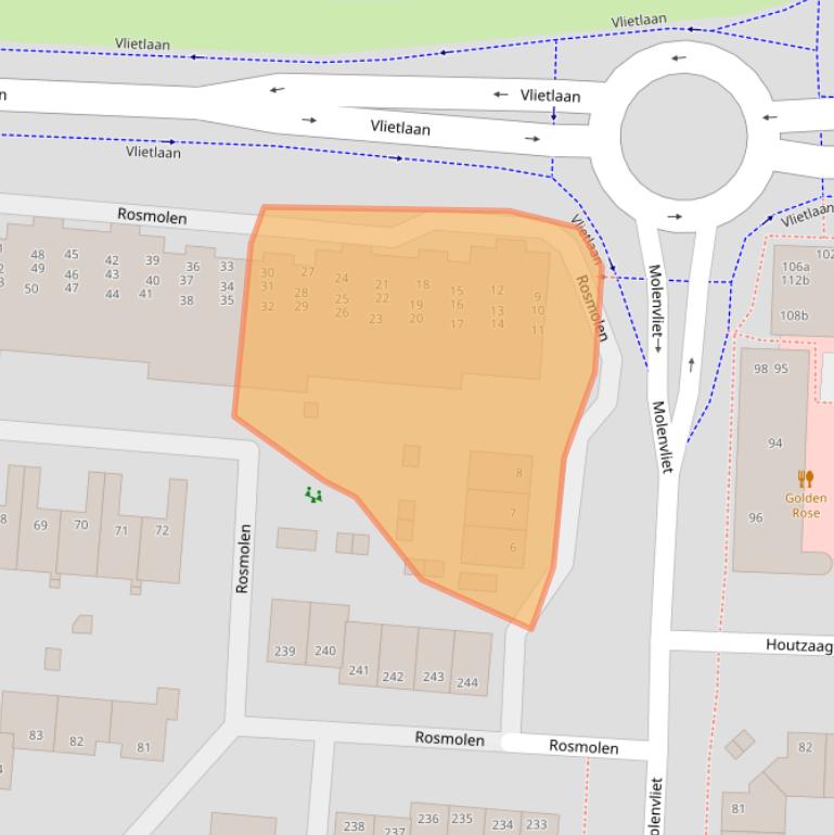 Kaart van postcodegebied 2986EA.