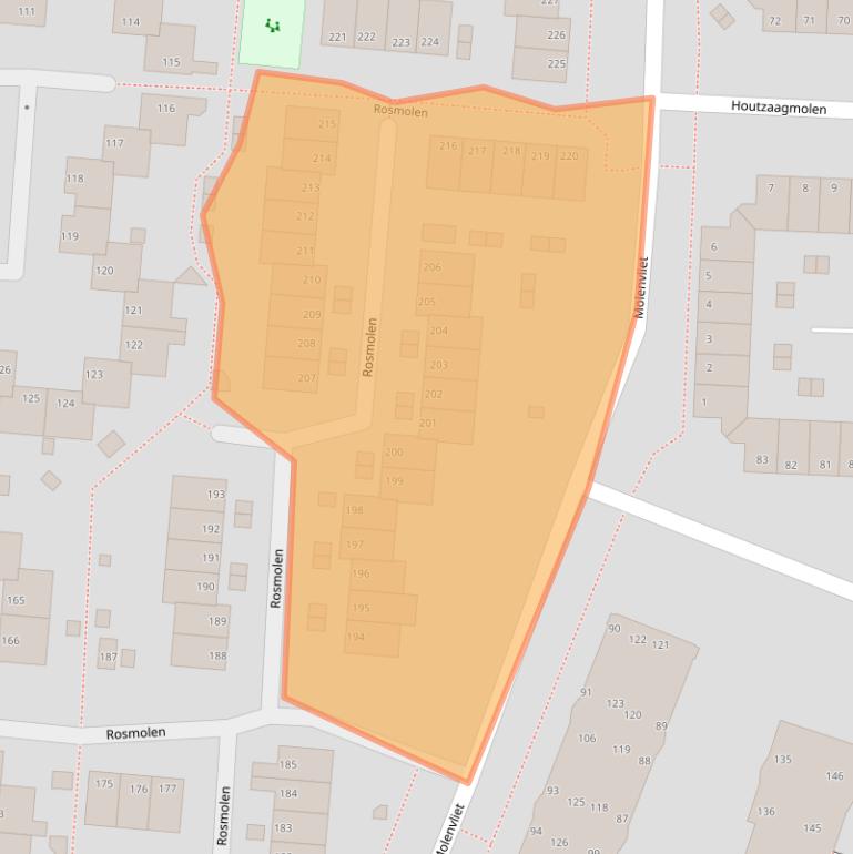 Kaart van postcodegebied 2986EN.