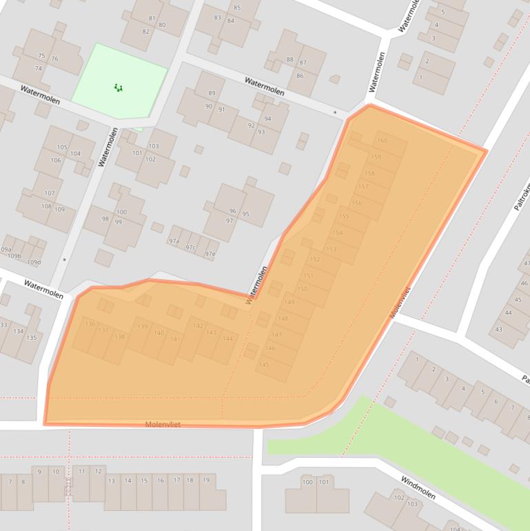 Kaart van postcodegebied 2986EX.