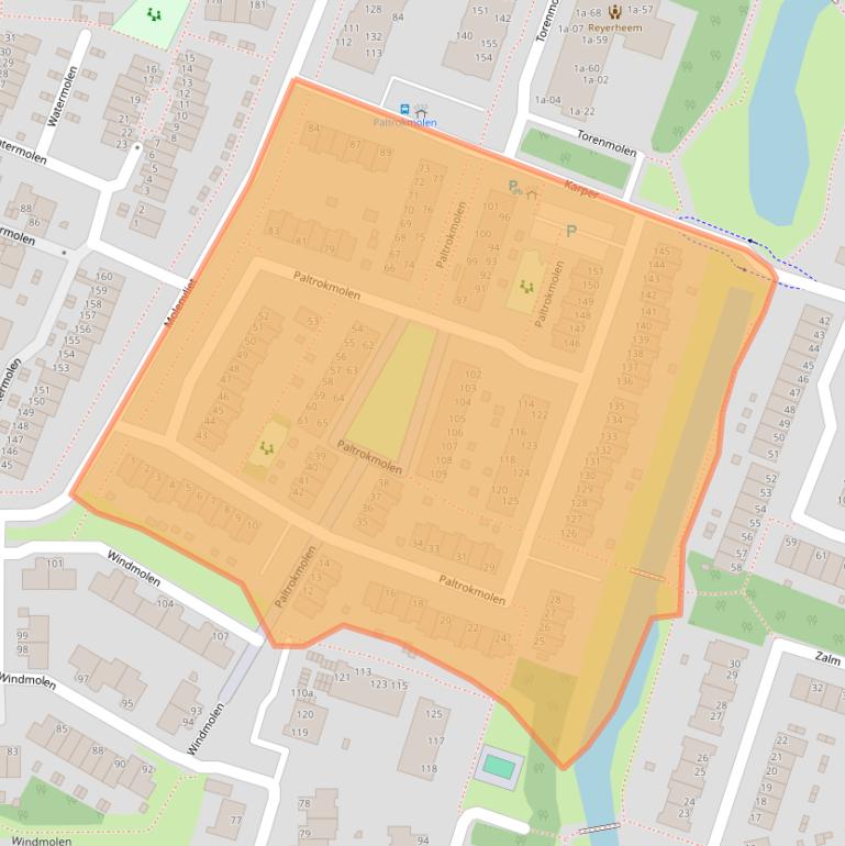 Kaart van postcodegebied 2986GA.
