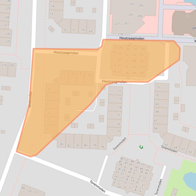 Kaart van postcodegebied 2986GD.