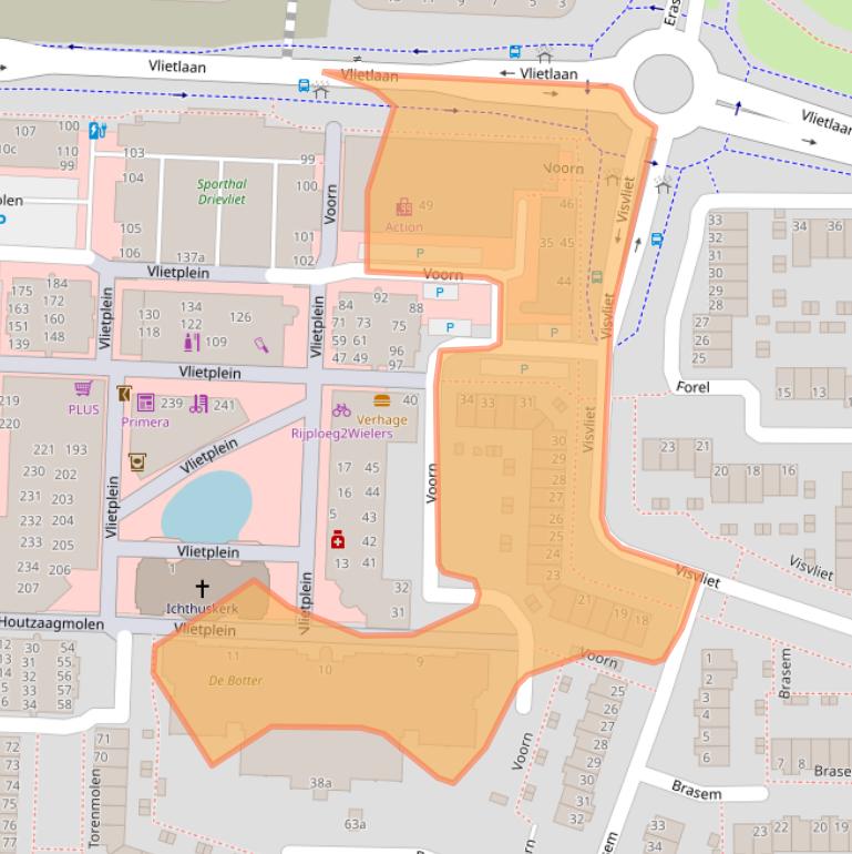 Kaart van postcodegebied 2986JA.