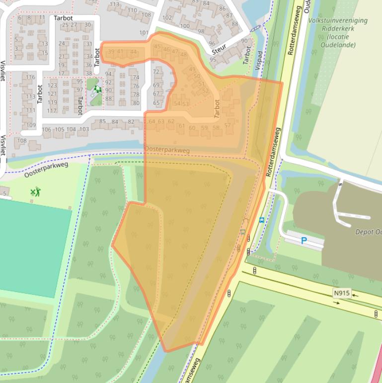 Kaart van postcodegebied 2986NB.