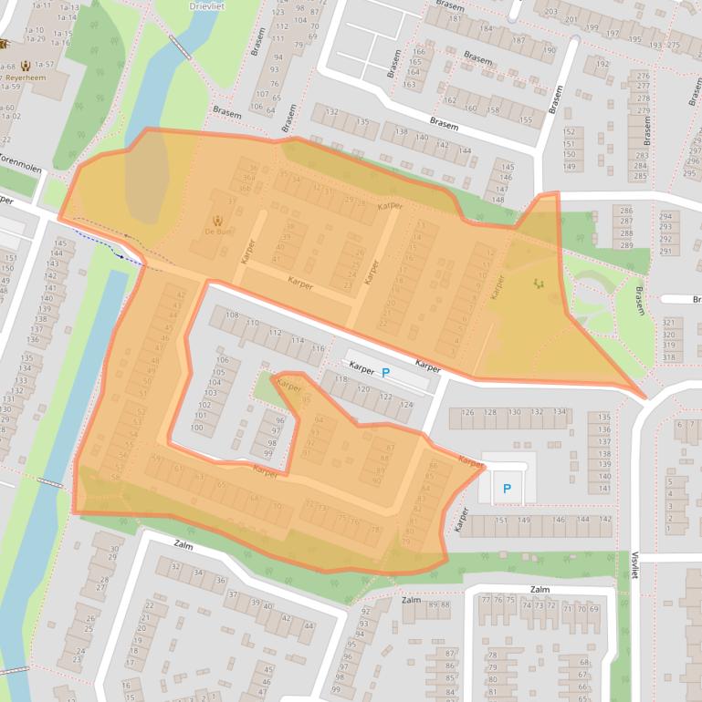 Kaart van postcodegebied 2986PA.