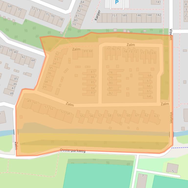 Kaart van postcodegebied 2986PD.