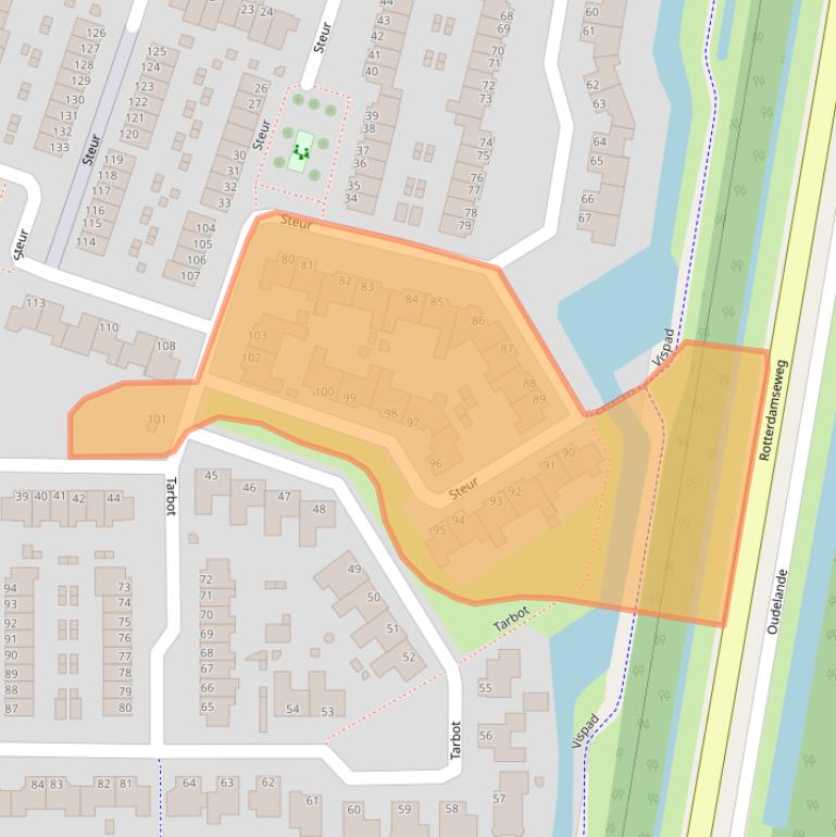 Kaart van postcodegebied 2986SK.