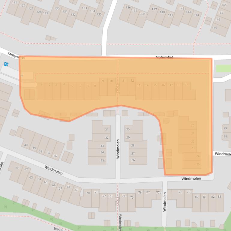 Kaart van postcodegebied 2986TH.