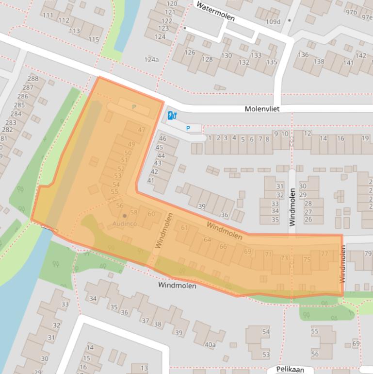 Kaart van postcodegebied 2986TK.