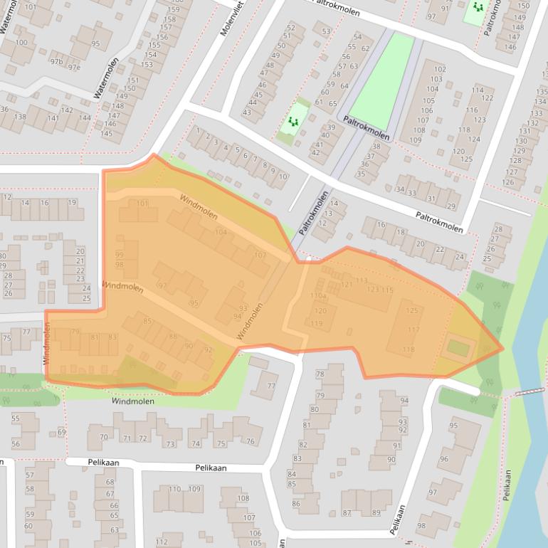 Kaart van postcodegebied 2986TL.