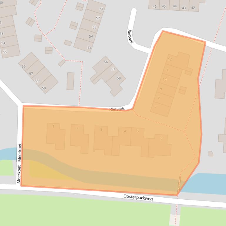 Kaart van postcodegebied 2986XD.