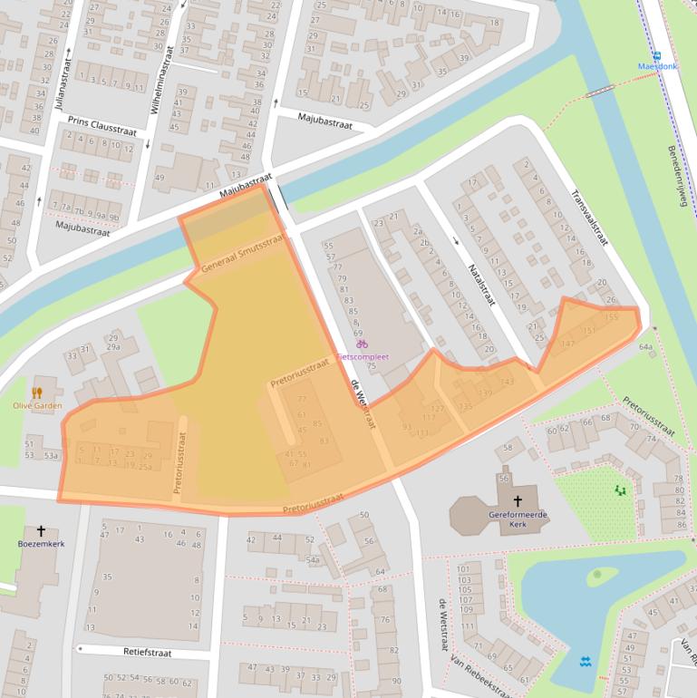 Kaart van postcodegebied 2987AJ.