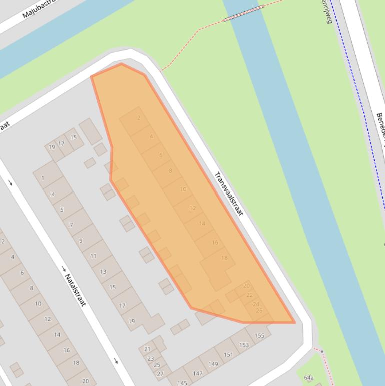 Kaart van postcodegebied 2987AT.