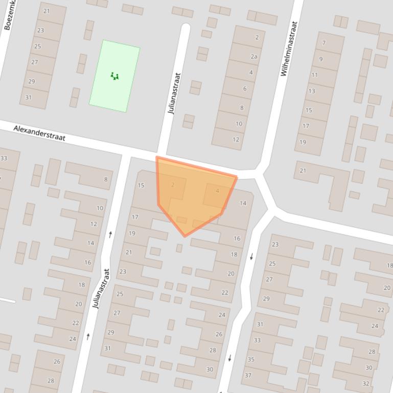 Kaart van postcodegebied 2987BA.