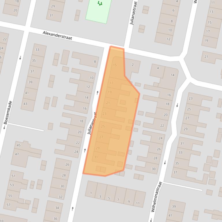 Kaart van postcodegebied 2987BL.