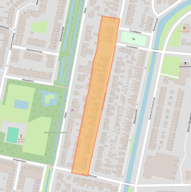 Kaart van postcodegebied 2987BW.