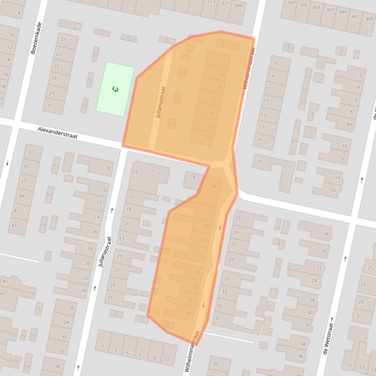 Kaart van postcodegebied 2987BZ.