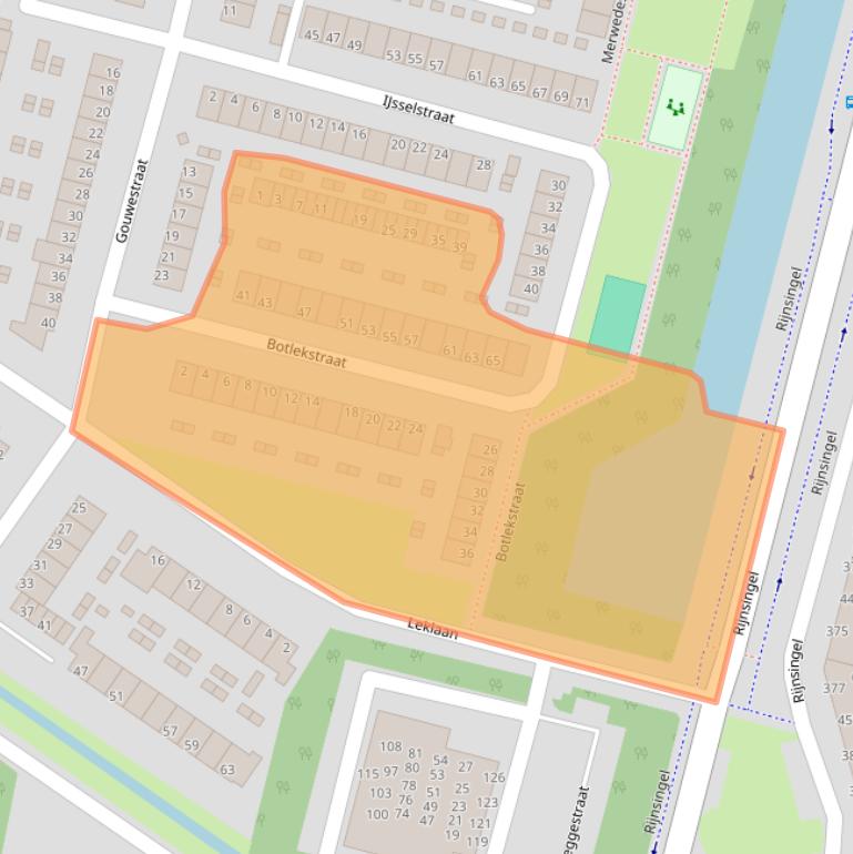 Kaart van postcodegebied 2987CB.