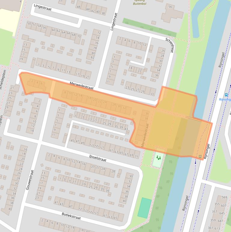 Kaart van postcodegebied 2987CJ.