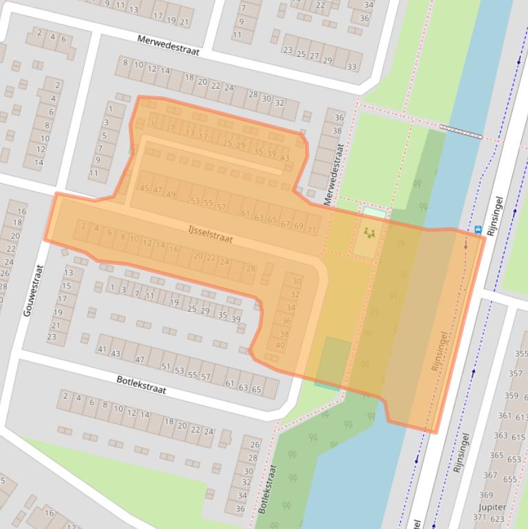 Kaart van postcodegebied 2987CZ.