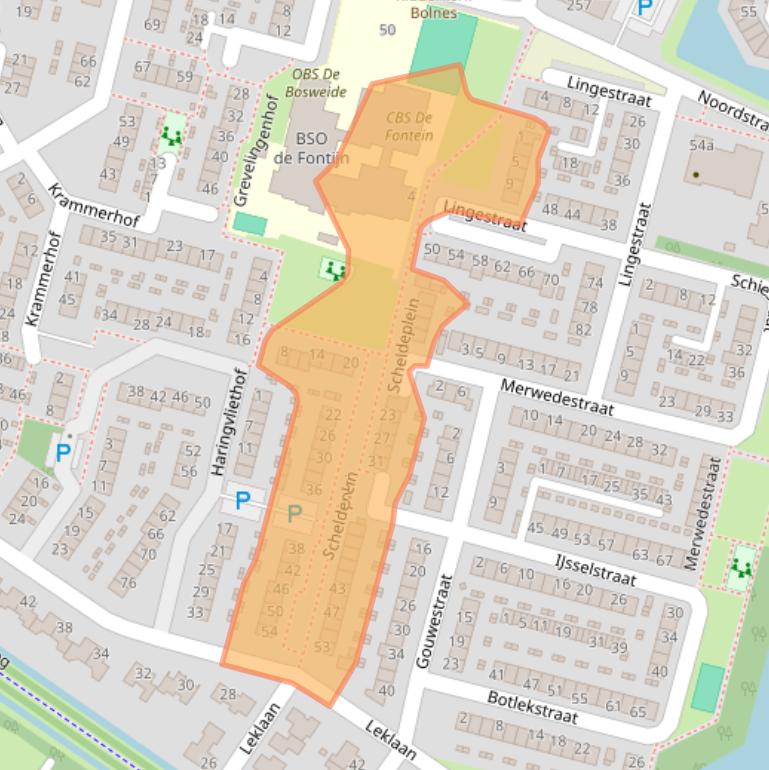 Kaart van postcodegebied 2987EL.