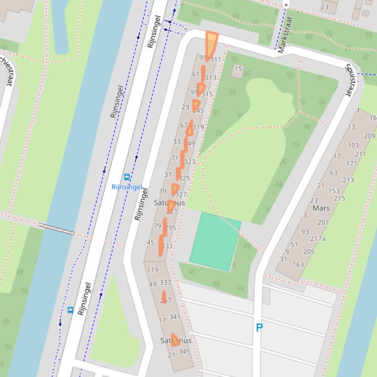 Kaart van postcodegebied 2987SJ.