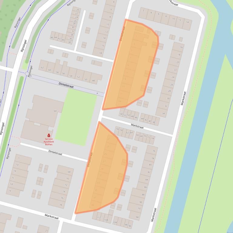 Kaart van postcodegebied 2987TA.