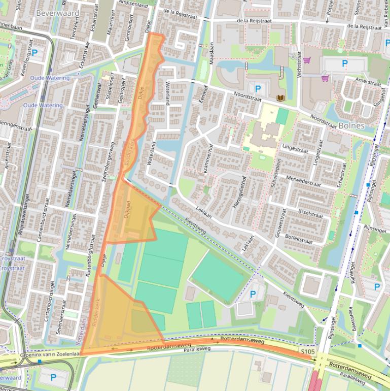 Kaart van postcodegebied 2987VK.