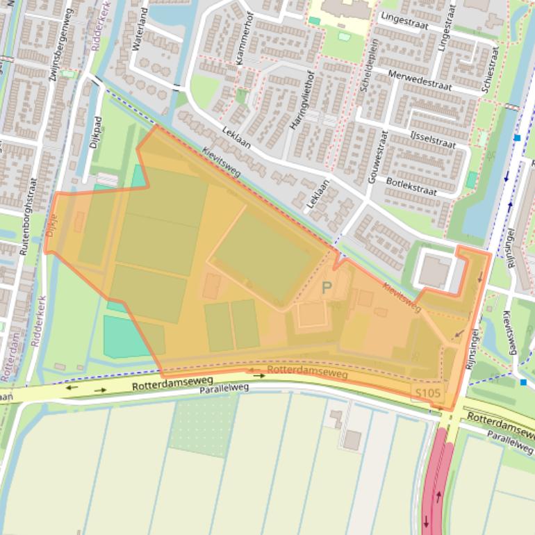 Kaart van postcodegebied 2987VM.