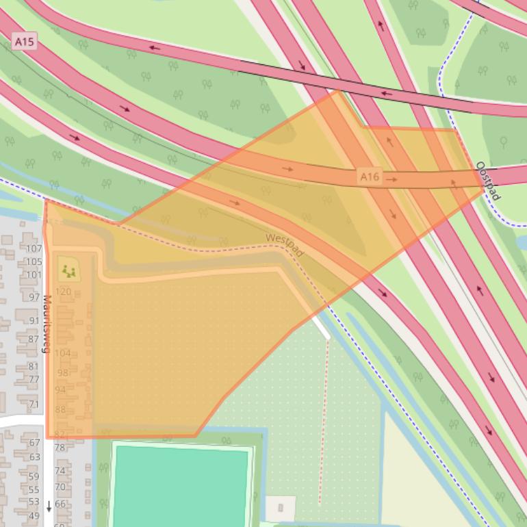 Kaart van postcodegebied 2988AM.