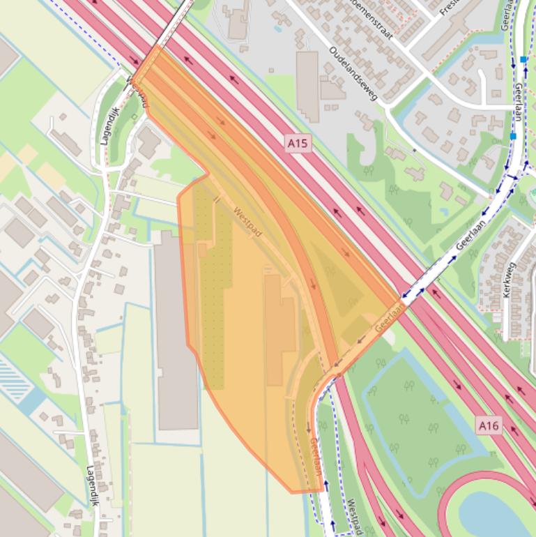 Kaart van postcodegebied 2988AZ.