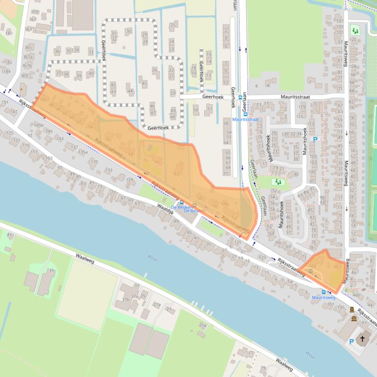 Kaart van postcodegebied 2988BK.