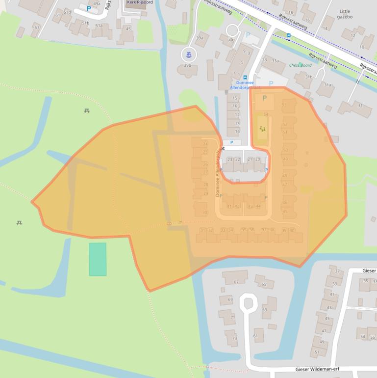 Kaart van postcodegebied 2988BZ.