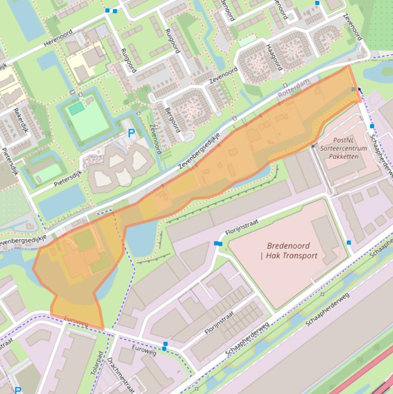 Kaart van postcodegebied 2988CJ.