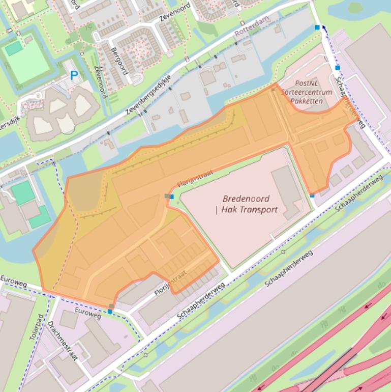 Kaart van postcodegebied 2988CL.