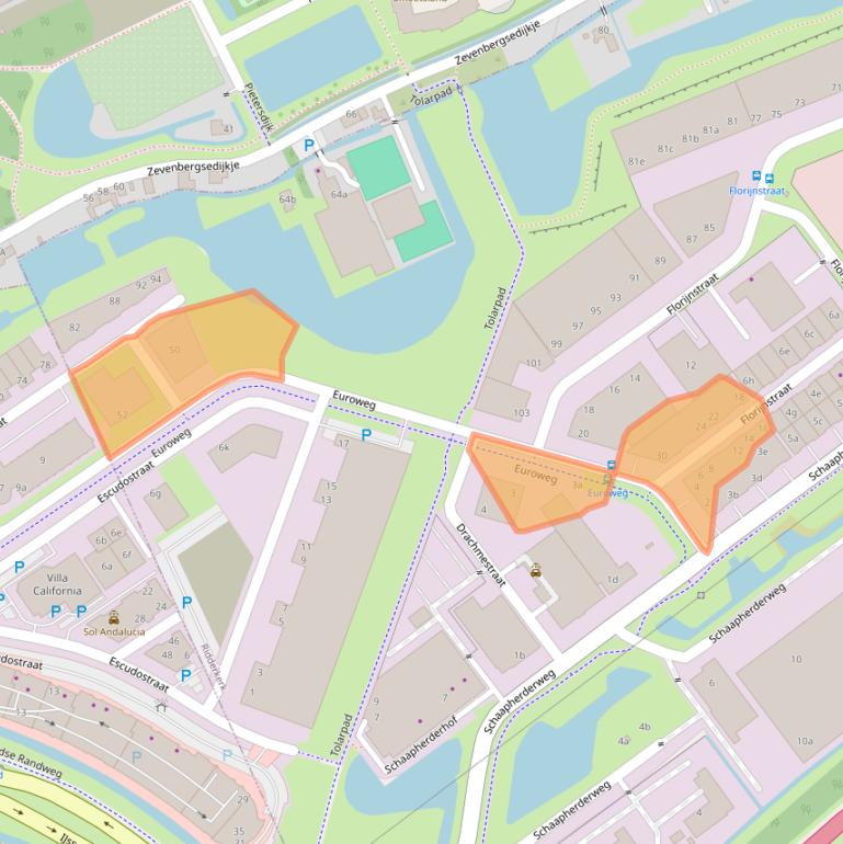Kaart van postcodegebied 2988CM.