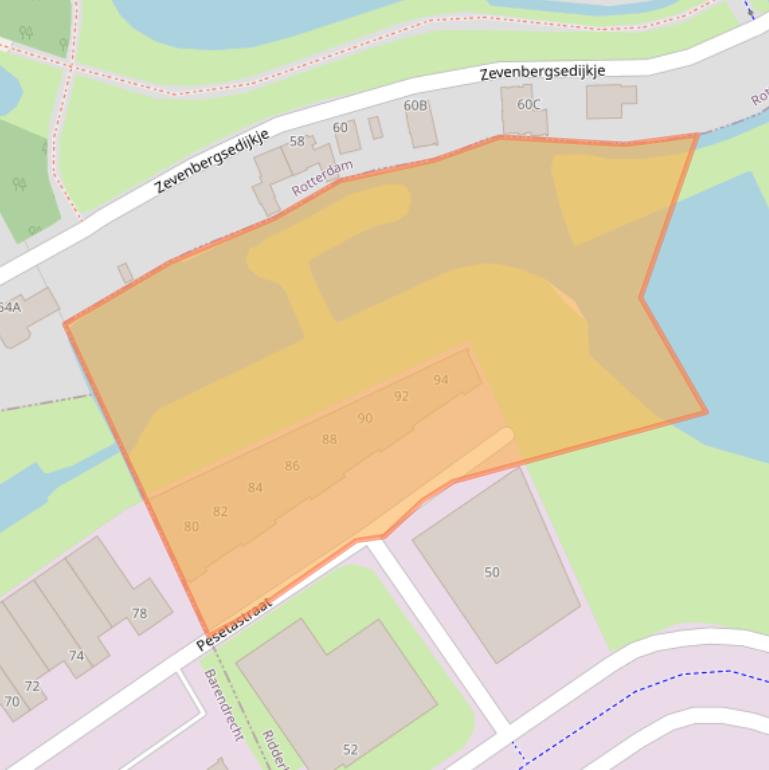 Kaart van postcodegebied 2988CN.