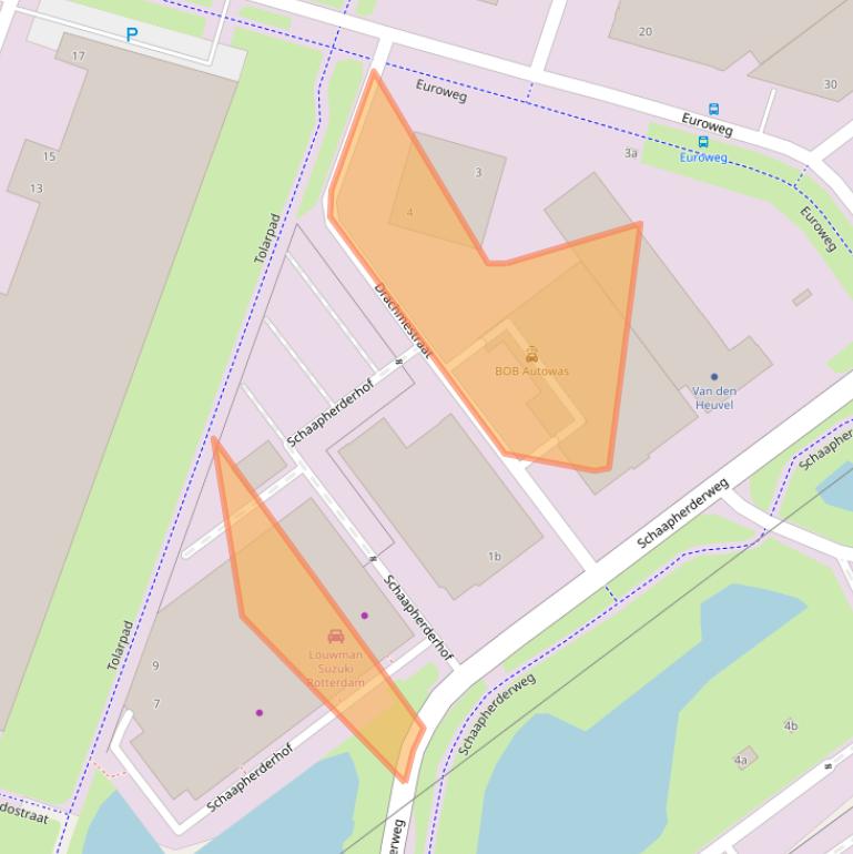 Kaart van postcodegebied 2988CR.