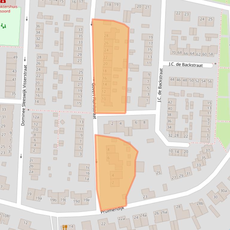 Kaart van postcodegebied 2988XG.