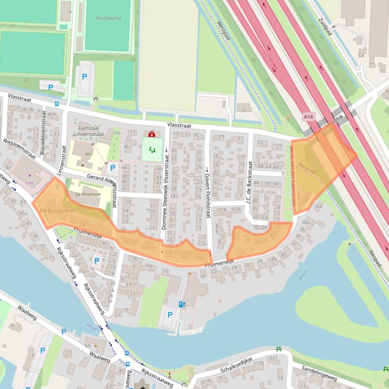 Kaart van postcodegebied 2988XM.