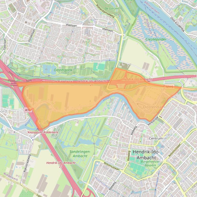 Kaart van postcodegebied 2989.
