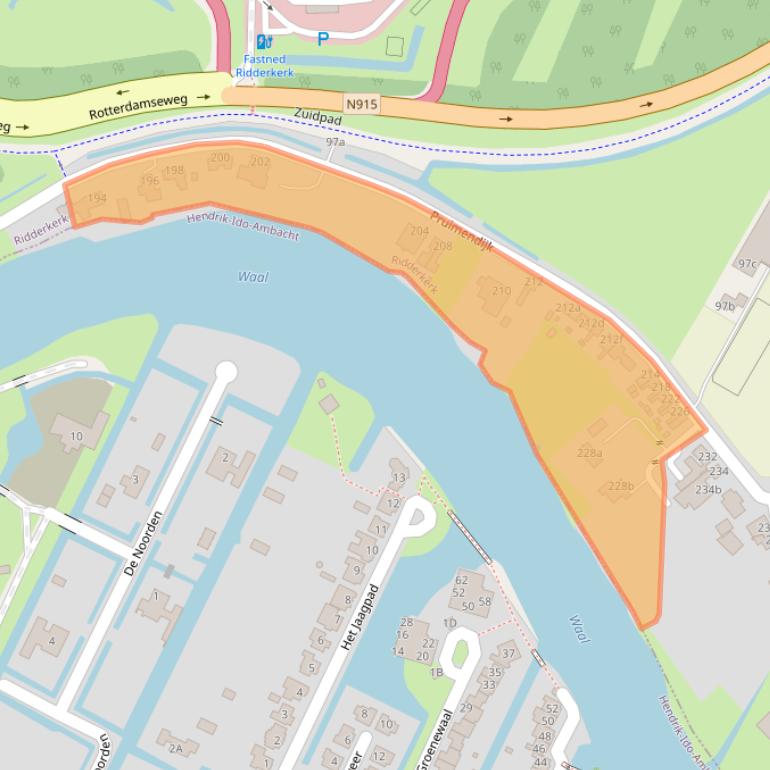Kaart van postcodegebied 2989AM.