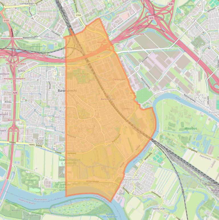 Kaart van postcodegebied 2991.