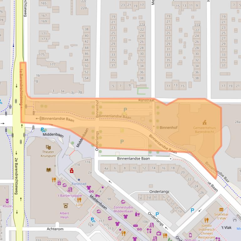 Kaart van postcodegebied 2991AA.