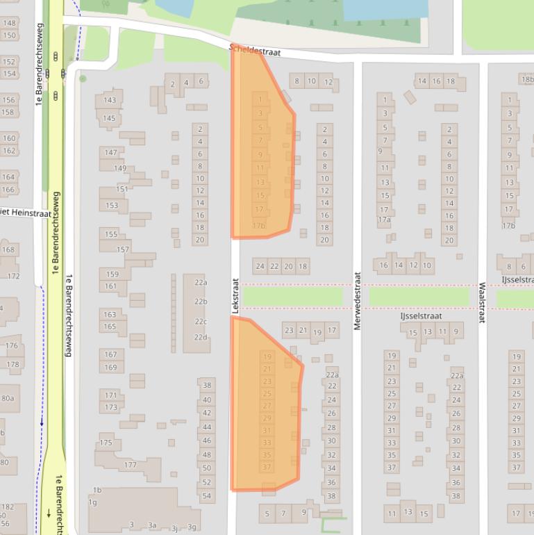 Kaart van postcodegebied 2991AB.