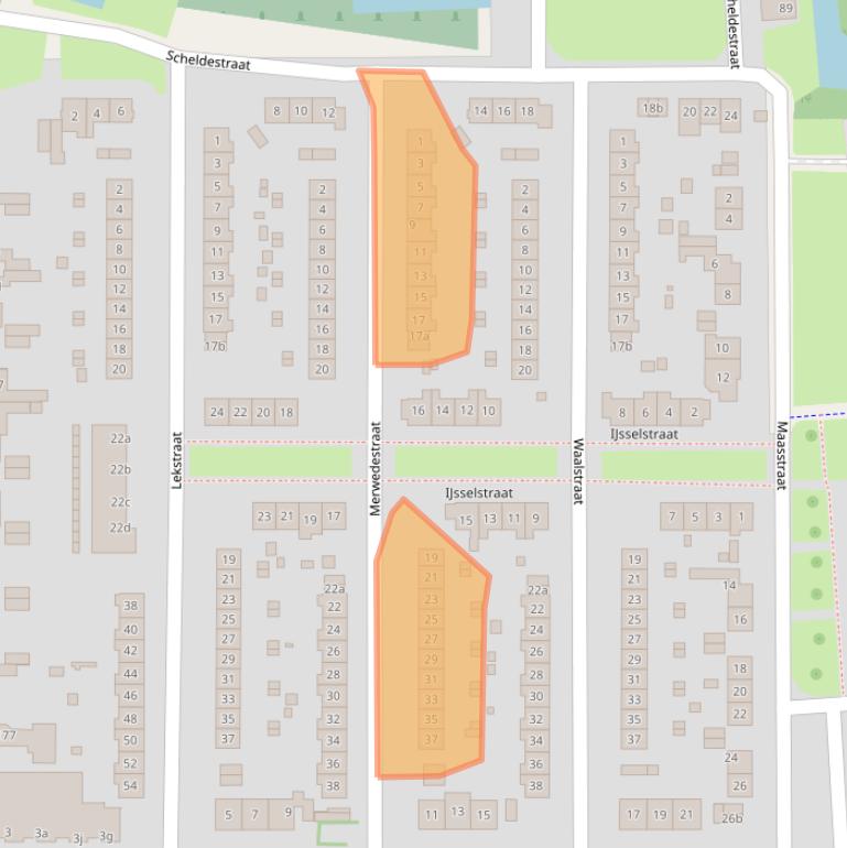 Kaart van postcodegebied 2991AE.