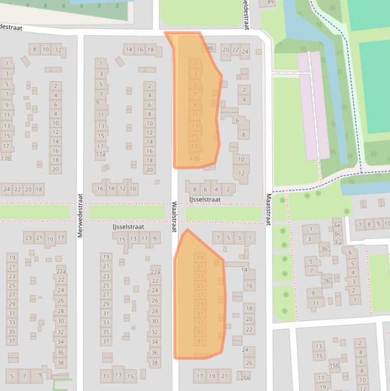 Kaart van postcodegebied 2991AL.