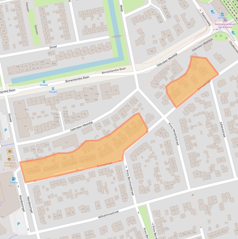 Kaart van postcodegebied 2991BC.