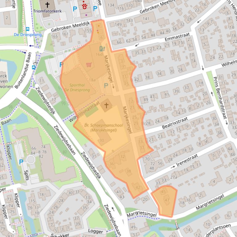 Kaart van postcodegebied 2991BK.