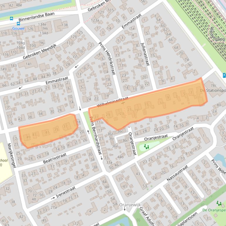 Kaart van postcodegebied 2991BT.